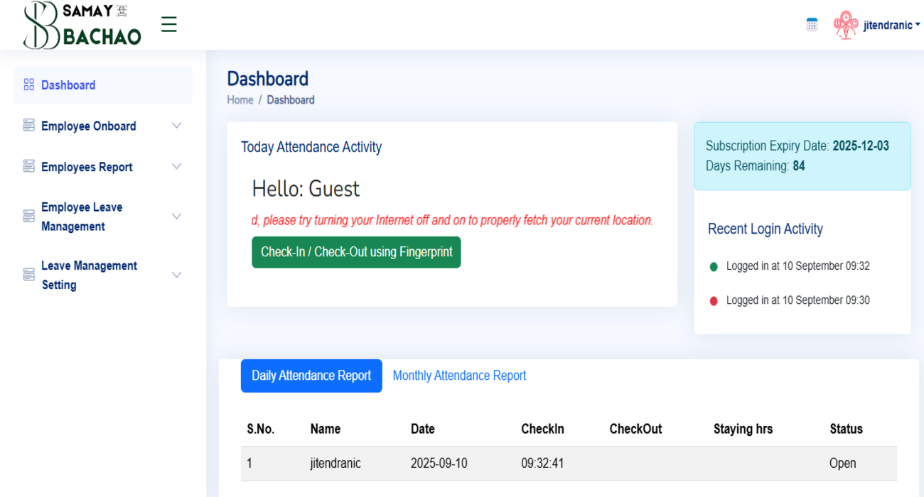 SamayBachao Dashboard 1